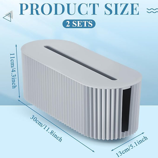 Marsui 2 Pcs Cable Management Box Cord Hider Organizer with 46 Pcs Cable Management Kit Wire Box for Power Strips Surge Protectors Desk TV Computer Wires Home Office(Gray)