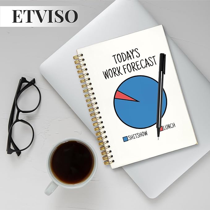 Funny Work Notebooks for Note Taking, Working Journal Notebook for Women Men Coworkers, Funny Office Supplies, Today's Work Forecast Hardcover Spiral Notebooks 5.5x8.3 Inch