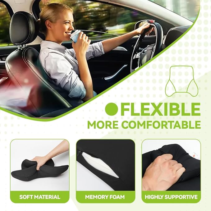 Lumbar Support Pillow, Memory Foam Cushion, Improve Posture and Relieve Low Back Pain, Lumbar Support for car Seats, Gaming Chairs, Office Chairs, wheelchairs