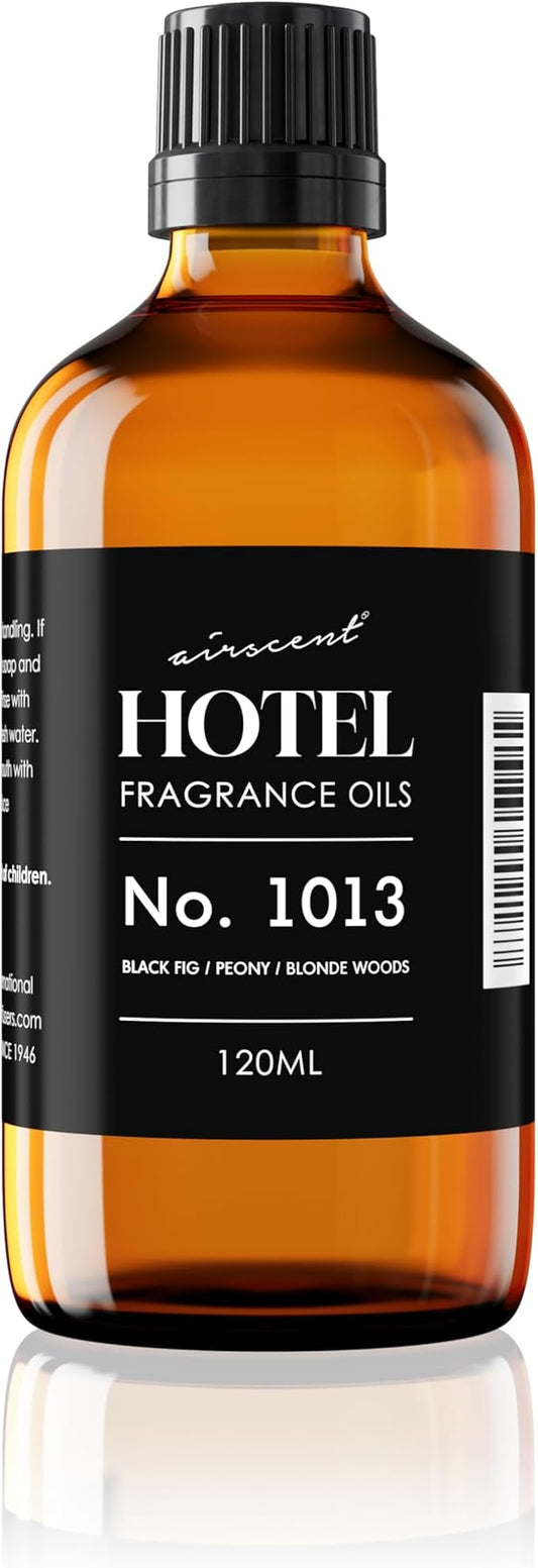 AirScent Hotel Diffuser Oil No. 1013 - Black Fig Peony Blonde Woods - Hotel Scent Dupe - Premium Fragrance Oil for Ultrasonic and Waterless Diffusers and Crafting - 120 mL, 4 fl oz Glass Bottle