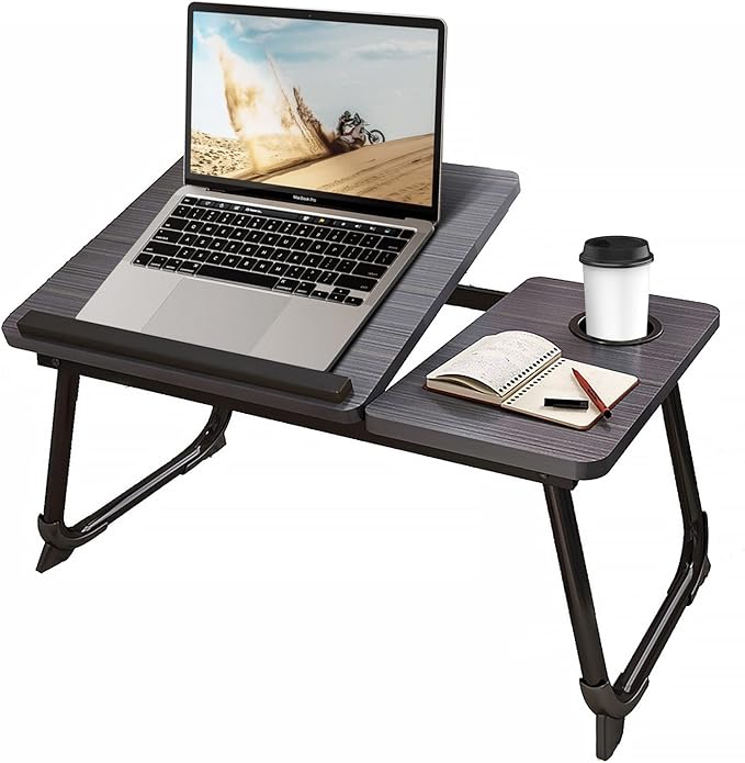 CloudTrip Laptop Desk for Bed or Couch, Lap Desk, Woking in Bed Desk, Home Office Desks, Breakfast Tray, Desk with Cup Holder, Watching Movies in Bed, Laptop Stand for Bed, Fordable Legs Desk (Black)