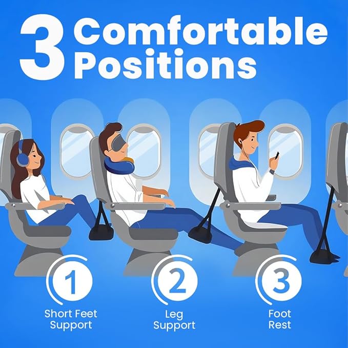 Omnpak Airplane Foot Rest, Foot Hammock for Plane Travel Perfect Airplane Footrest to Relax Your Feet Comfy Foot Hanger Desk Foot Hammock