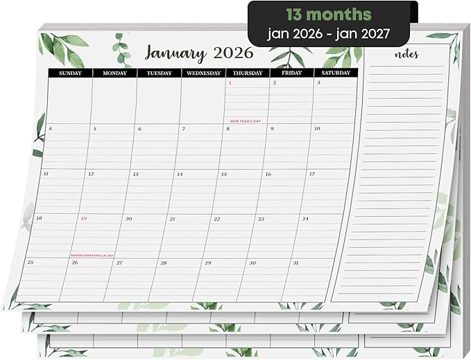 2026 Year Desk Calendar 11" x 8.5" Desktop or Wall Planner, Tear-Off Pad for Easy Planning, Includes a Notes Section To Do's Monthly Tasks for the Year of 2026 | Runs from January 2026 - January 2027