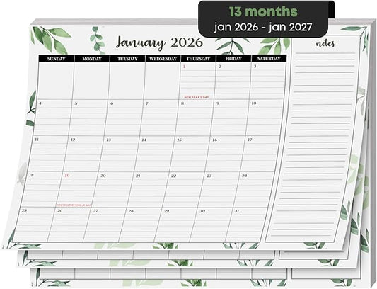 2026 Year Desk Calendar 11" x 8.5" Desktop or Wall Planner, Tear-Off Pad for Easy Planning, Includes a Notes Section To Do's Monthly Tasks for the Year of 2026 | Runs from January 2026 - January 2027