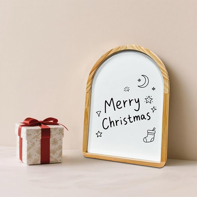 Curved Whiteboard, Dry Erase Board, Holiday Gift, Pine Frame, Wall Mounted, with Four Magnets and Writing Pens, Easy to Erase, Writing Board, Home, School
