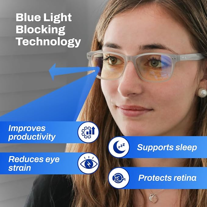 DefenderShield Signature Blue Light Blocking Glasses for Computer, Mobile, Gaming, Sleep - Anti Eyestrain, Headache