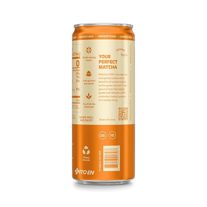 matcha LOVE Ginger Matcha + Green Tea, Unsweetened, 8 Ounce (Pack of 12)