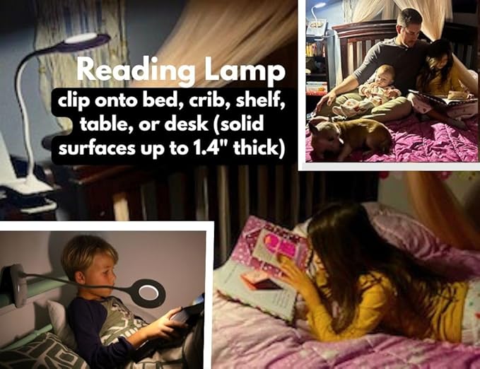 Portable LED Clip On Night Light for Babies, Kids & Adults – Dimmable, Rechargeable, 3-Colors for Nursery, Desk, Crib, Diapers, Reading, Feeding, Bedroom, Office, Task, Car, Music, Travel, Gift