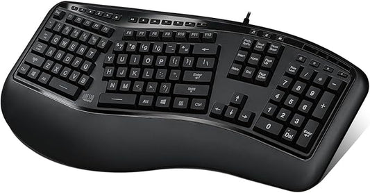 Adesso Tru-Form 150 3-Color Illuminated USB Ergonomic Keyboard AKB-150EB
