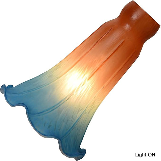 Bieye LS22 Lily Flower Blown Glass Lampshade (Orange Blue, Opening I.D. 1.26" x O.D. 1.5")