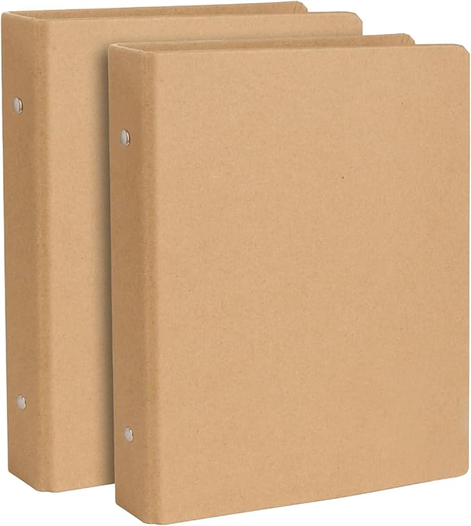 A6 Kraft Binder 6-Holds Round Ring Binder 2 Pack, Durable Binding Hard Cover Protector for Journal,Notebook,Inserted Sheets and Refill Paper,Fit for A6 6-Hole Paper(A6 Size)