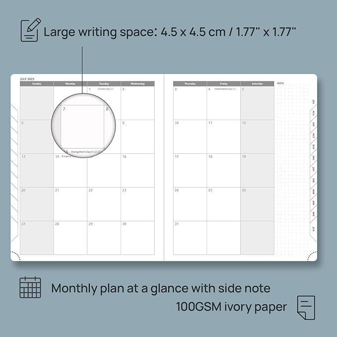 POPRUN Planner 2025-2026 (Large 8.5''x 10.5''), Horizontal Weekly Notebook Jul.2025 - Jun.2026, Academic Appointment Book with Monthly Tabs, Leather Hardcover, Inner Pocket, 100 GSM - Aquamarine