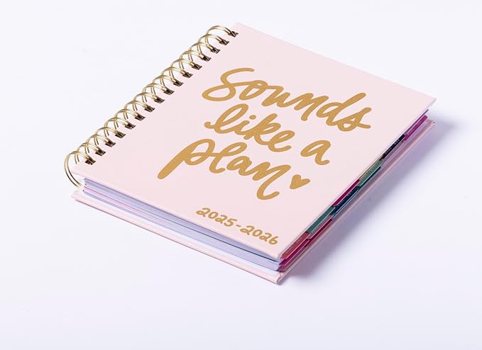 2025-2026 Eccolo Spiral Agenda Planner, Sounds Like Plan, Weekly & Monthly Pages, 18 Months, Sticker Sheets, Inspirational Quotes (7.75 x 8.75, July 2025 - Dec 2026)