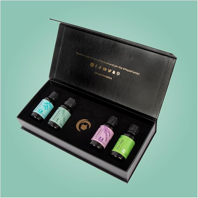 Essential Oil Set for Skin and Hair - Extra Large 100% Pure Essential Oils for Skin Hair and Nails with Premium Lavender Peppermint Tea Tree and Rosemary - Multi Use Topical Essential Oil Kit - 4 Pack