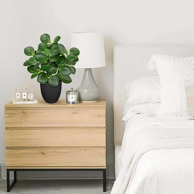 14.5" Artificial Plants Indoor Home Decor, Fake Potted Silk Plants for Shelves Living Room Decorative, Small Artificial Office Desk Plants in Pots, Faux Peperomia Hope Tropical House Plant