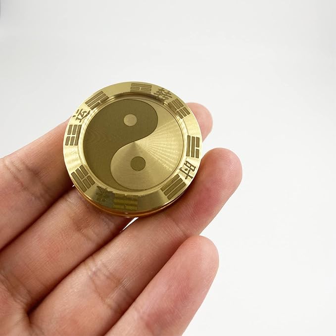 Metal Fidget Slider Lucky Coin - Tai Chi Coin Haptic Coin EDC Toy Metal Fidget Toys, More Cycle You Played More Luck You Got, Every Dog Has His Day, All Money Go My Home