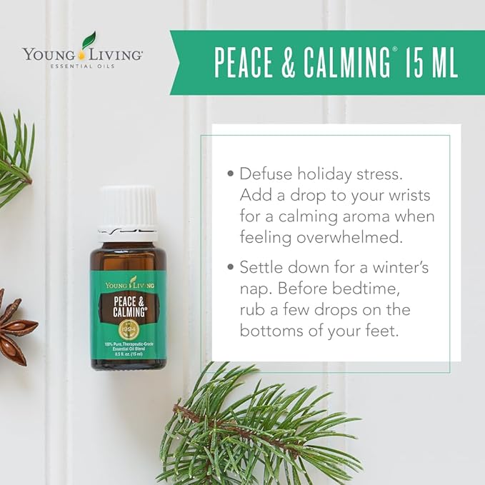 Young Living Peace & Calming Essential Oil 15ml - Pure & Tranquil Aromatherapy - Relax, Unwind, and Find Inner Peace - Topical & Aromatic - Blue Tansy, Orange, Tangerine, Patchouli, and Ylang Ylang