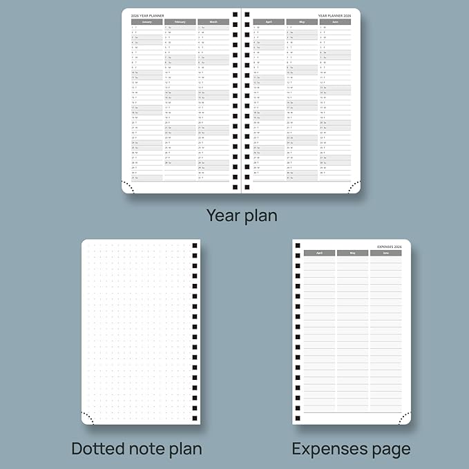 POPRUN 2026 Planner (Pocket Size 4''x 6.25'' Wire-Bond Hard Cover) Calendar Weekly and Monthly (Jan.2026-Dec.2026) Small Planner with Hourly Time Slots, for Purse, 100 GSM - Navy Blue