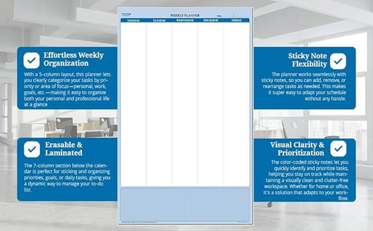 Sky Blue Sticky-Note Weekly Task and Goal Planner 32 in. x 48 in.