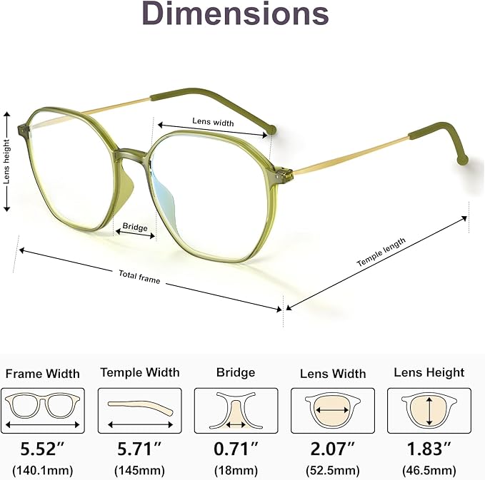 VISOONE Lightweight TR90 Blue Light Blocking Glasses Frame with Anti Glare Eye Protection for Women and Men RANE