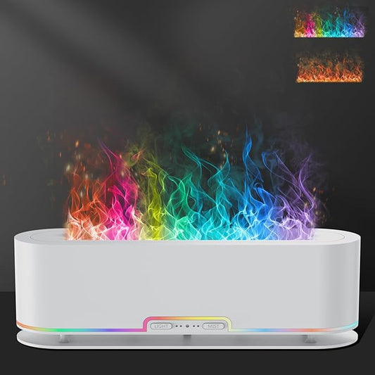 2025 Upgraded Flame Fire Diffuser Humidifier, 7 Colors Changing Oil Diffuser, Ultra-Quiet Aroma Essential Oils Aromatherapy Diffusers for Large Room, Bedroom, Office(200ml Auto Off,Timeable,12Hrs)