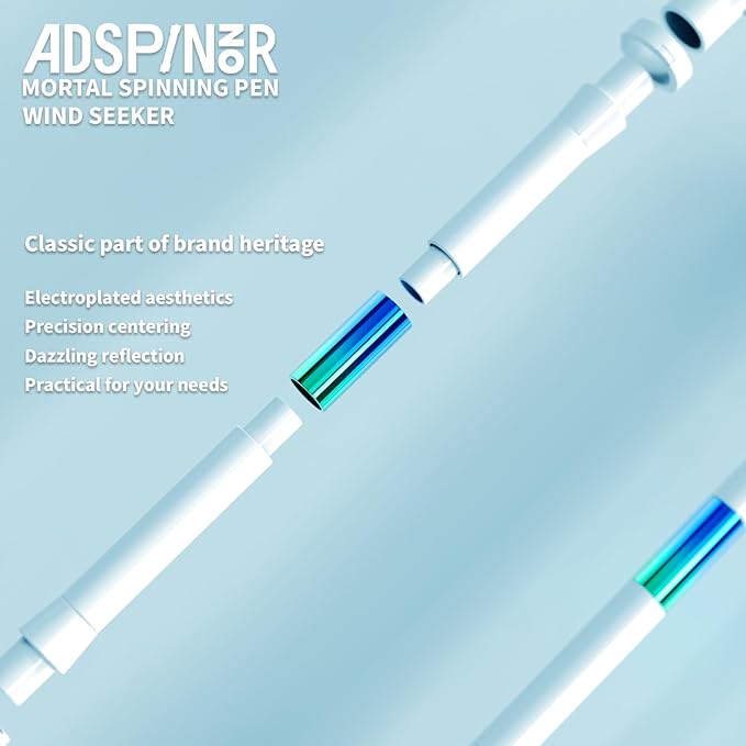 Spinning Pen by Mr.Nope - Mortal Series Limited Color Version (White) Professional Fidget Spin Pen for Tricks, Long, Weighted, Writable, Stress Relief Pen with Balanced Metal Tips