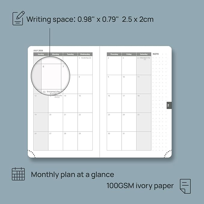 POPRUN Weekly Planner 2026 Calendar (Pocket 4'' x 6.25'') 12 Months Notebook with Horizontal Layout, Leather Hardcover, Inner Pocket, 100GSM Thick Paper, Pen Holder - Soft Pink