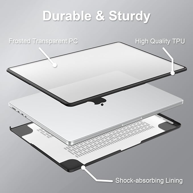 AKIT Compatible with MacBook Pro 16 inch Case 2025 2024-2021 M4 M3 M2 M1 Pro Max A3403 A3186 A2991 A2780 A2485, [Anti-Cracking] Hard Shell Laptop Case&Keyboard Cover&Screen Protector, Clear