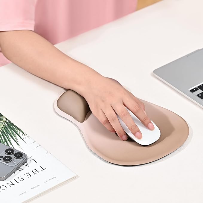 EooCoo Ergonomic Mouse Pad with Gel Wrist Rest Support Middle Concave Design, Relieve Wrist Pain Mousepad, Non-Slip Base for Laptop, Office Desk Accessories, Carpal Tunnel Syndrome