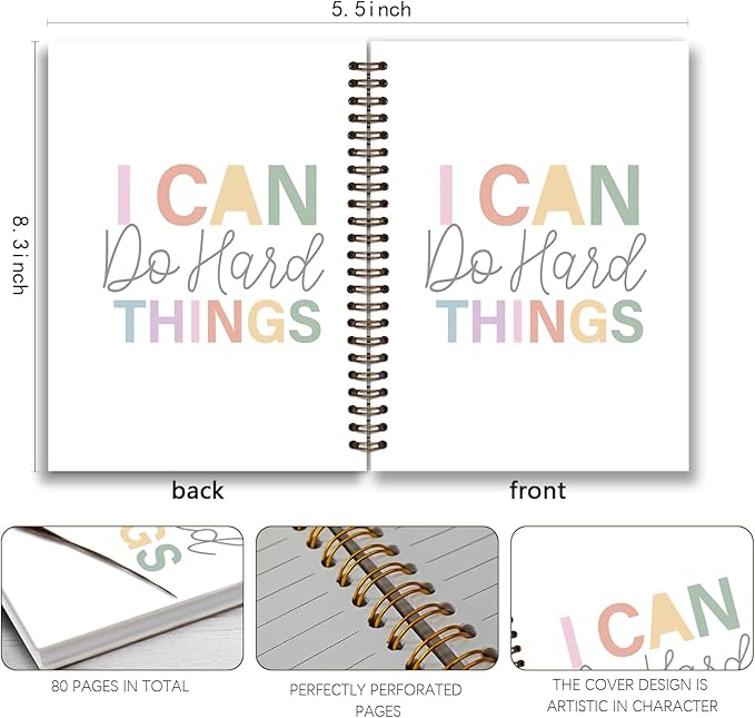 Preppy Notebook,Daily Affirmation Journal,Positive Affirmation for Women,I Can Do Hard Things Notebook 5.5x8.3