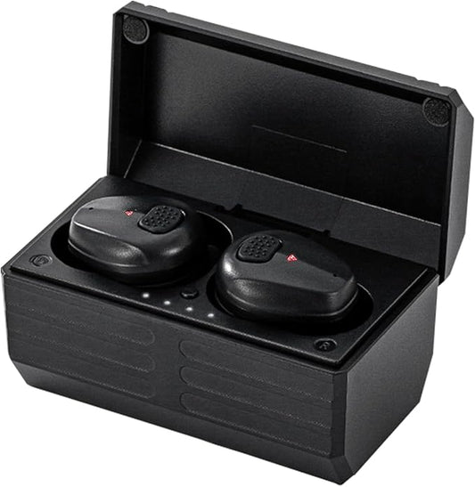 Electronic Shooting Earbuds - Ear Hearing Protection NRR 28dB Bluetooth 5.3 Noise Cancelling & Sound Amplification - Rechargeable Case for Hunting and Range(Black)