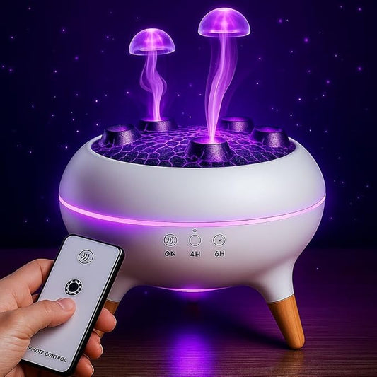 Jellyfish Essential Oil Diffuser – Aromatherapy Fire Pit Cool Mist Humidifier with LED Flame Effect, Ultrasonic Quiet Diffuser for Home, Bedroom, Office, Yoga & Spa