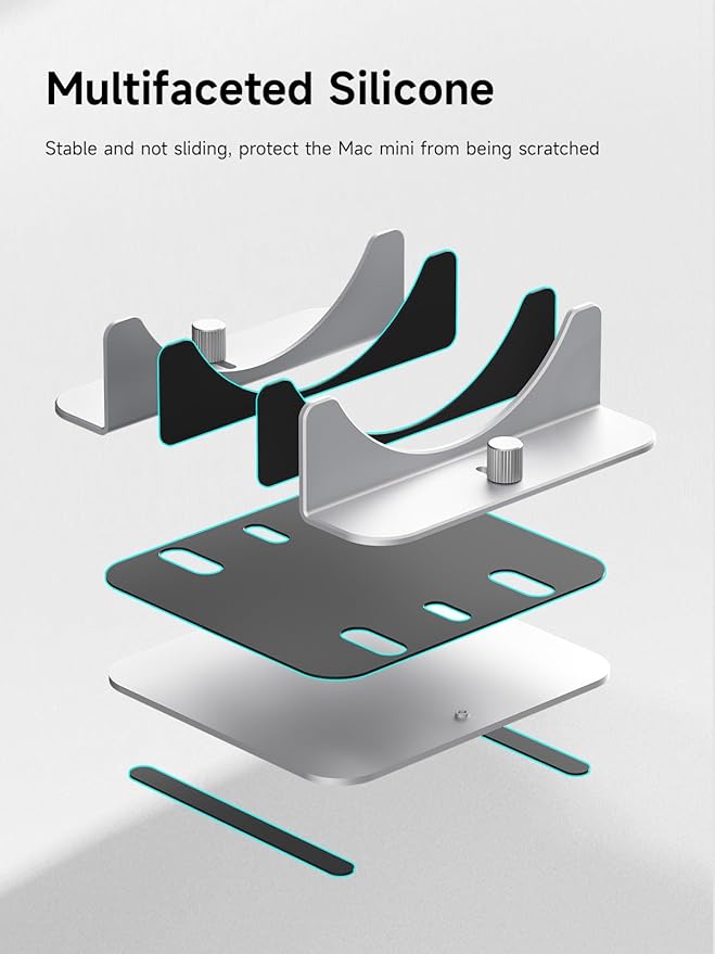 Hagibis Vertical Stand for Mac Mini M4, Aluminum Alloy Laptop Stand Anti-Slip Computer Holder Desktop Stand Compatible with M4 Chip Mac Mini Pro