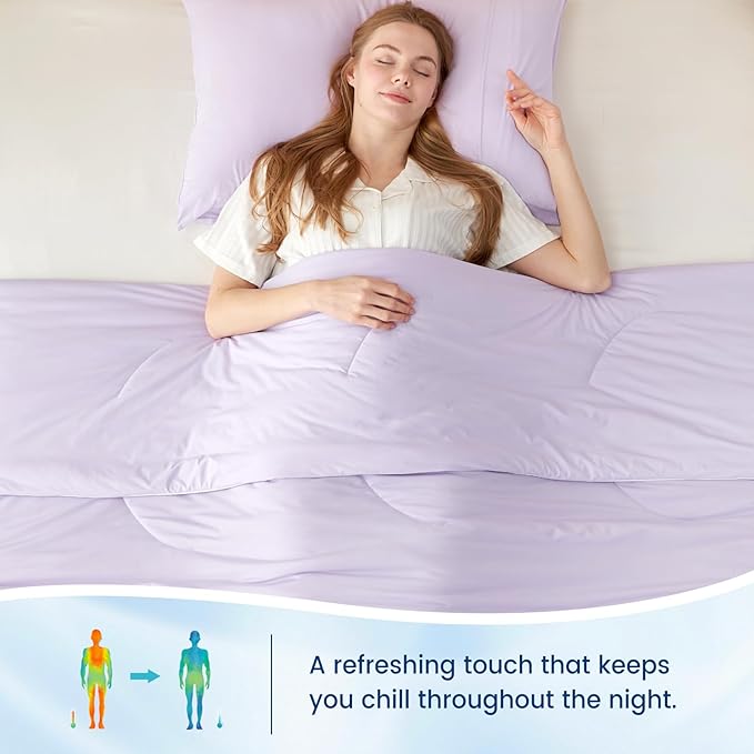 Cozy Bliss Cooling Comforter King Size Dual-Sided, Ultra-Soft Cooling Blankets for Hot Sleepers and Night Sweats, Breathable Lightweight Silky Smooth, Lavender Purple
