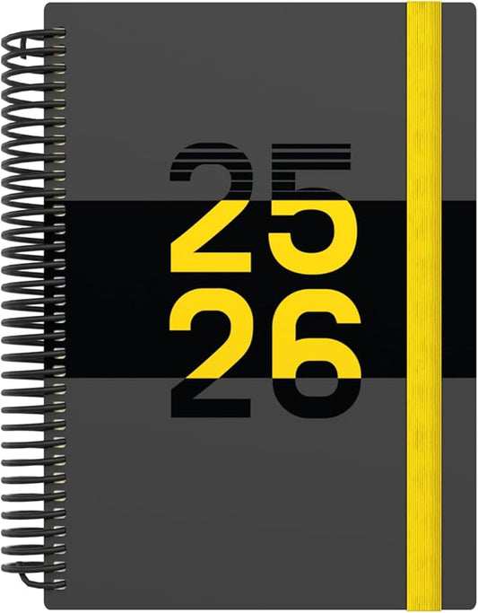 Collins 'Delta' 14 Month Mid/Academic Year Planner, July 2025-August 2026 Day-to-Page Appointments Diary, A5 Wiro Bound Cover, Yellow