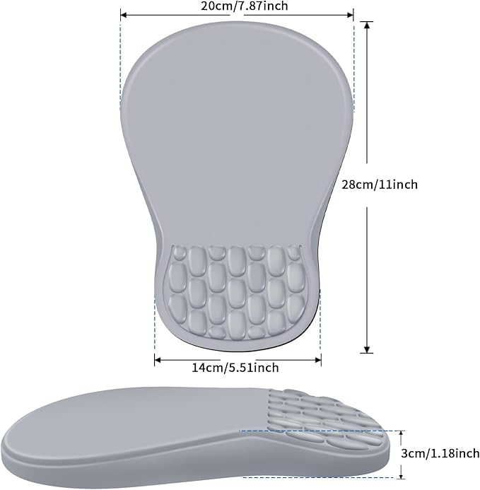 Ergonomic Mouse Pad with Wrist Rest Support, Mousepad with Comfortable Memory Foam Wrist Rest and Non-Slip PU Base for Pain Relief, Computer, Laptop, Office, Home (Light Gray)