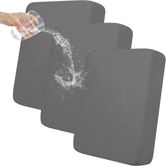 Easy-Going 100% Waterproof Chair Sofa Seat Cushion Slipcovers Couch Cushion Cover Stretch Furniture Protector for Kids, Pets (3-Piece Sofa Cushion, Light Gray)
