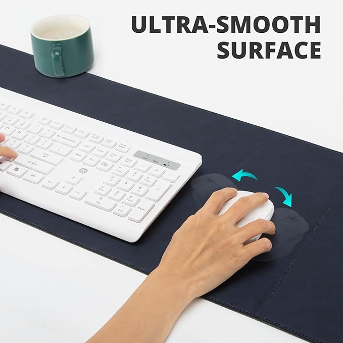 Magnetic Wireless Charging Desk Mat, 31"x11.7" Large Mouse Pad with Ultra-Smooth Surface, Microfiber Leather Office Mouse Mat, Waterproof Extended Computer Keyboard Desk Mat for Office & Home, Laptop
