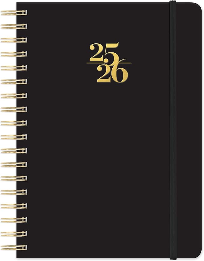 Orange Circle Studio Academic Planner 2025-2026, Amazon Exclusive, Black, Tri-Tab Planners, 17-Month Triple-Section, August 2025 to December 2026, 9.6" x 7", Weekly Monthly Planner Calendar for School or Work, Note Pages