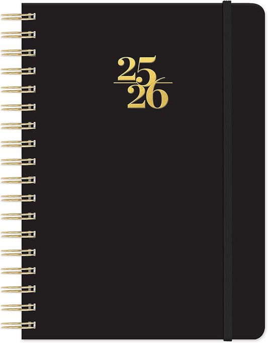 Orange Circle Studio Academic Planner 2025-2026, Amazon Exclusive, Black, Tri-Tab Planners, 17-Month Triple-Section, August 2025 to December 2026, 9.6" x 7", Weekly Monthly Planner Calendar for School or Work, Note Pages