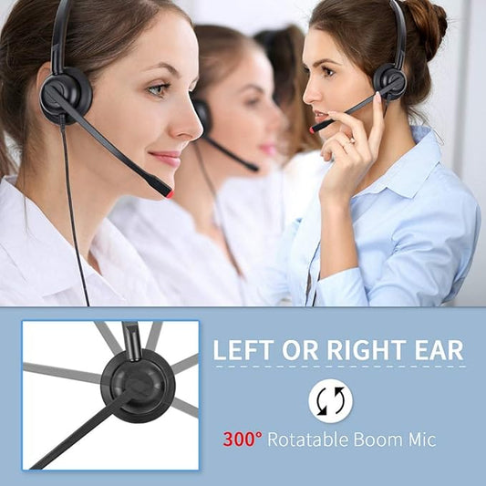 USB Headset with Microphone for PC Laptop Computer Headphone Noise Cancelling Mic for Home Office Online Class Skype Zoom