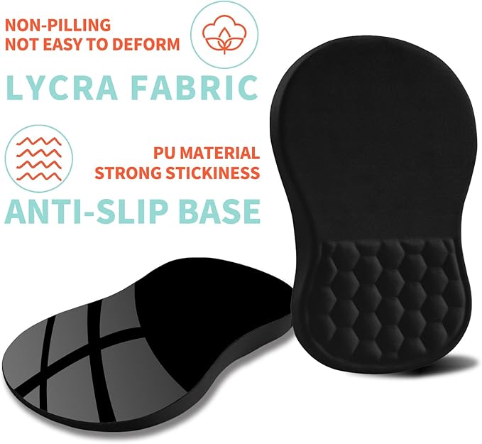 Ergonomic Mouse Pad Wrist Support with Memory Foam Massage Bulge, Carpal Tunnel Pain Relief Mousepad Wrist Rest for Mouse(12x8 inch, Black)