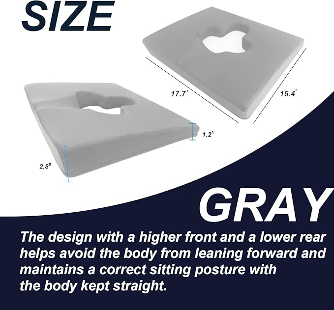 Gel Wheelchair Seat Cushion,Bed Sore Cushions for Butt,Relieve Sciatica,Back,Coccyx,Pressure Sore and Ulcer Pain Relief,Ergonomic Office Chair Cushion, Anti-Slip Cover Removable&Washable (Gray)