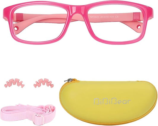 BiBiBear Toddler/Kids/Teens Glasses - Unbreakable TR90 Frame, 180° Flexible, Lightweight & Safe Glasses for Kids Age 2-15
