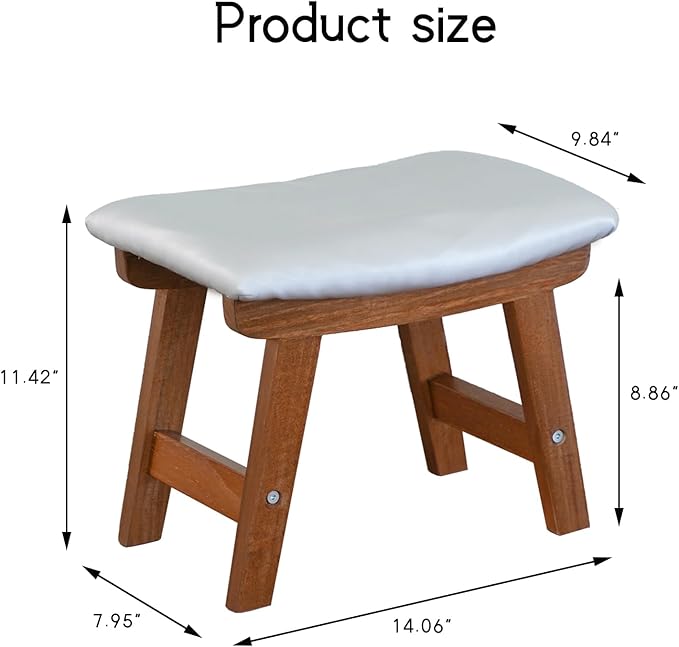 Foot Stool with Leather Cover,Foot Rest Made of Wooden for Couch,Bench,Sofa,Under Office Desk