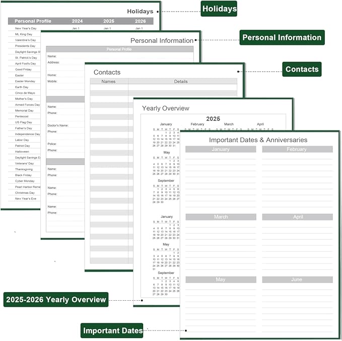Daily & Monthly Planner for 2025 2026 or Anytime - ADHD Planner Two Pages Per Day, Daily Planner Undated to Increase Focus, Eliminate Overwhelm, Achieve Your Biggest Goals, 8.5'' × 11'', Blue