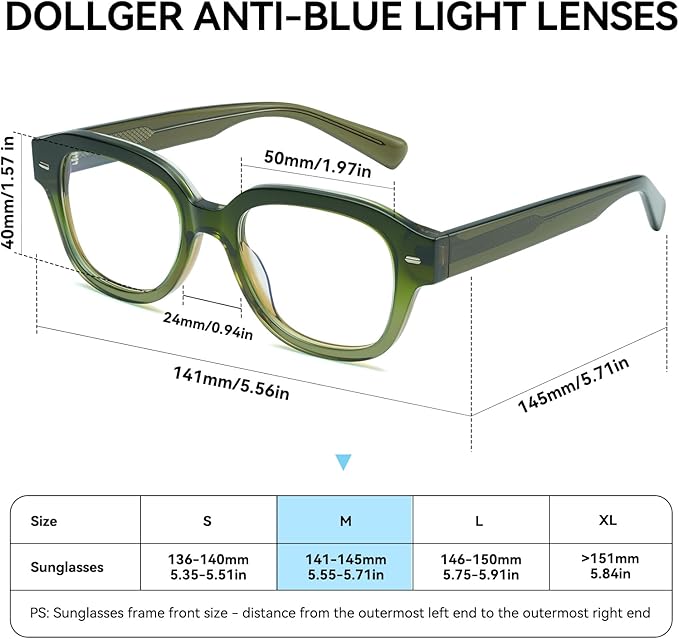 Dollger Blue Light Blocking Glasses For Woman Square Men Rectangle Computer BlueLight Glasses Non-Prescription Glasses
