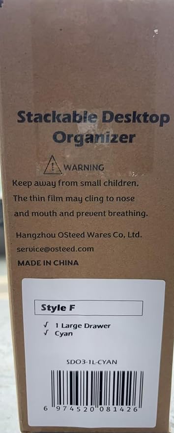 Spacious Desktop Storage Box, 1 Large Storage Drawer, Stackable Office Desk Drawer Organizer and Accessories, Printer Paper Organizer, Cyan Plastic Drawers for Workspace & Home