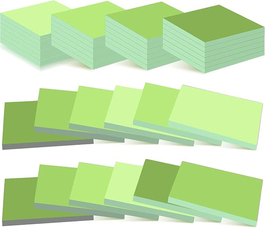 24 Pads Sticky Notes 3x3 Inch Self Stick Bright Color Sticky Note Sticking Posted Notes for School Office Classroom Meeting Home Teacher Supplies, 50 Sheets/pad(Gradient Green)