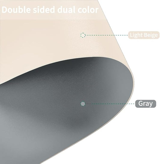 Leather Table Cover,1.8mm Thick,42x72 Inch Table Protector,Table Protector for Dining Room Table,Dining Room Table Protector Pad.(Off White+Light Gray,42x72)